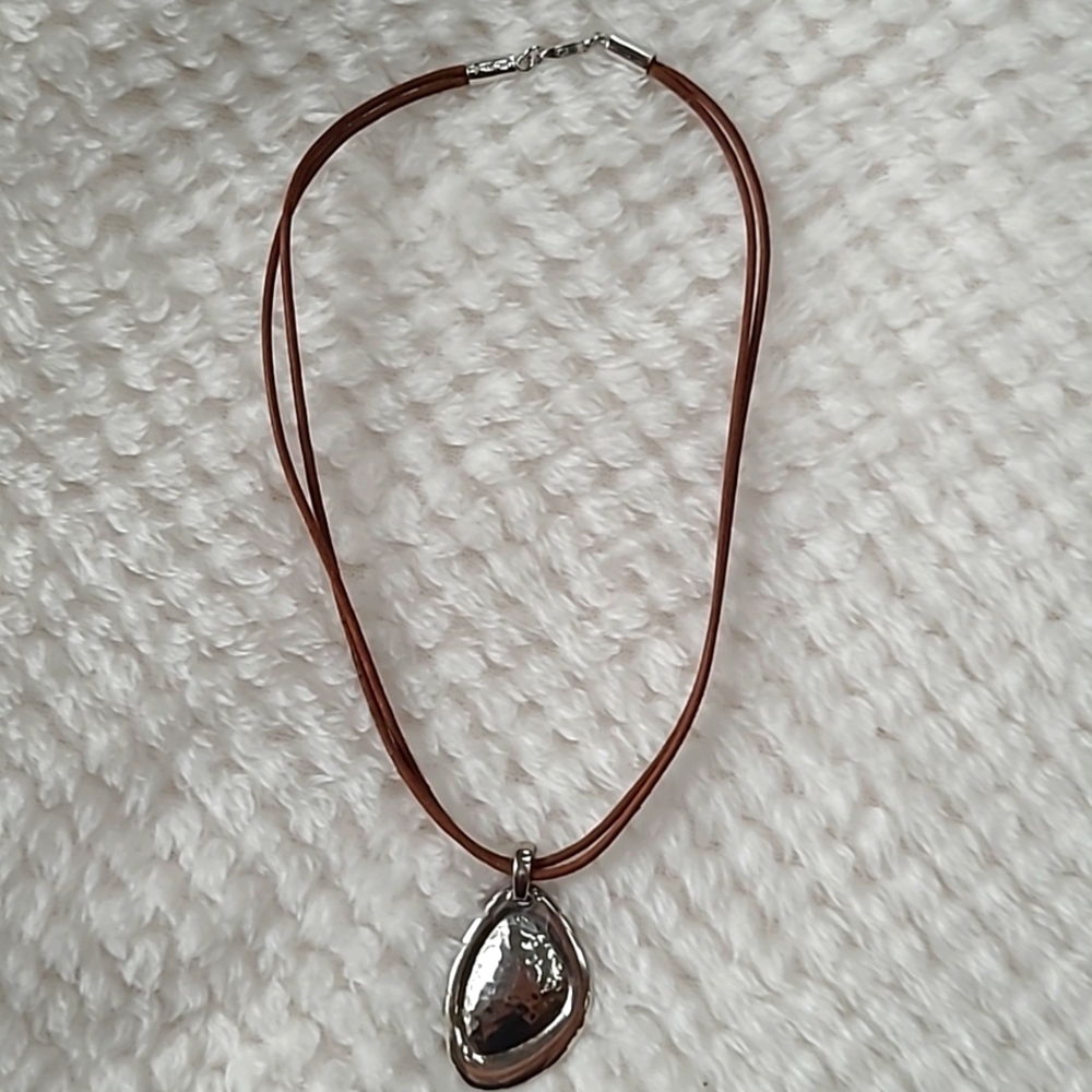 Silpada leather necklace with sterling silver pendant